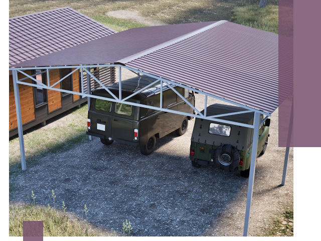 Двускатные навесы под ключ в Рубцовске — изготовление и монтаж